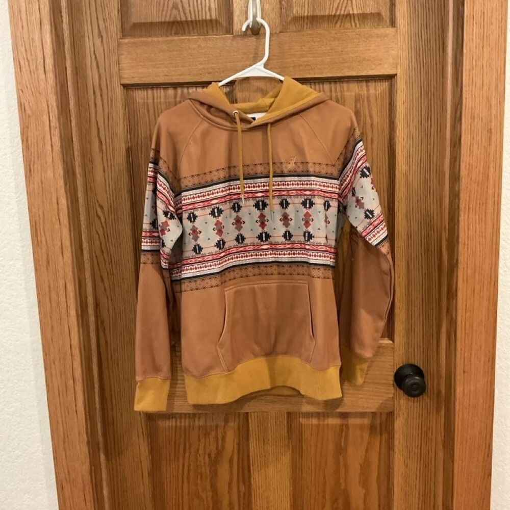 Hooey Men's Khaki and Brown Hoodie